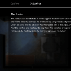 Objectives screen with blurred background
